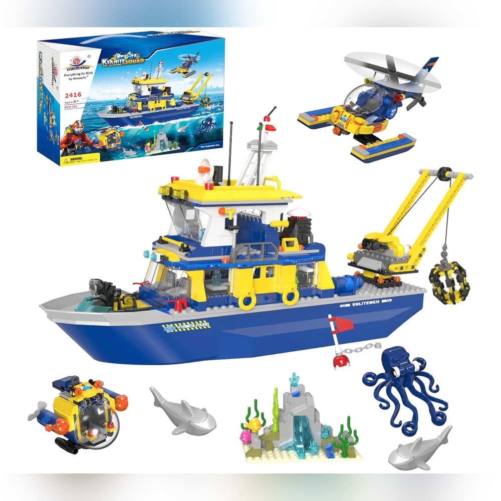 Exercise N Play City Ocean Exploration Ship Building Kit, Deep Sea Explorer Boat